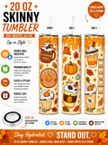 20 oz Pumpkin Spice Fall Skinny Tumbler 🎃☕🍂