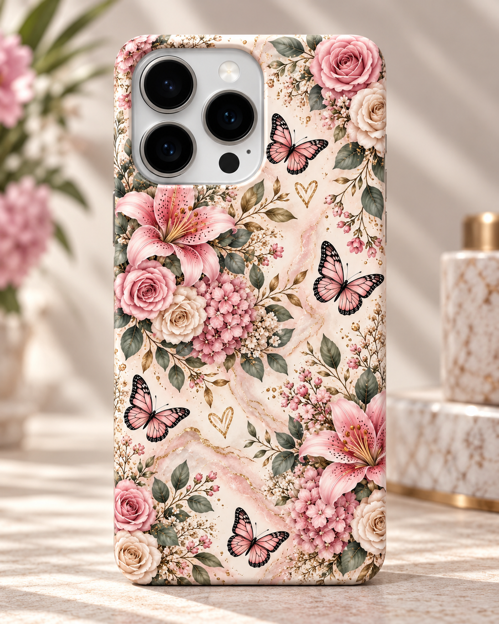 Tough MagSafe phone case- Pink Floral Butterfly 🌸🦋