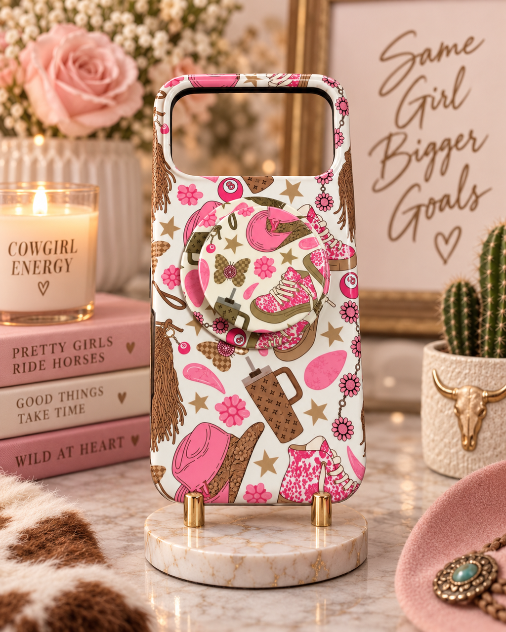 Phone Grip Pink Cowgirl lux