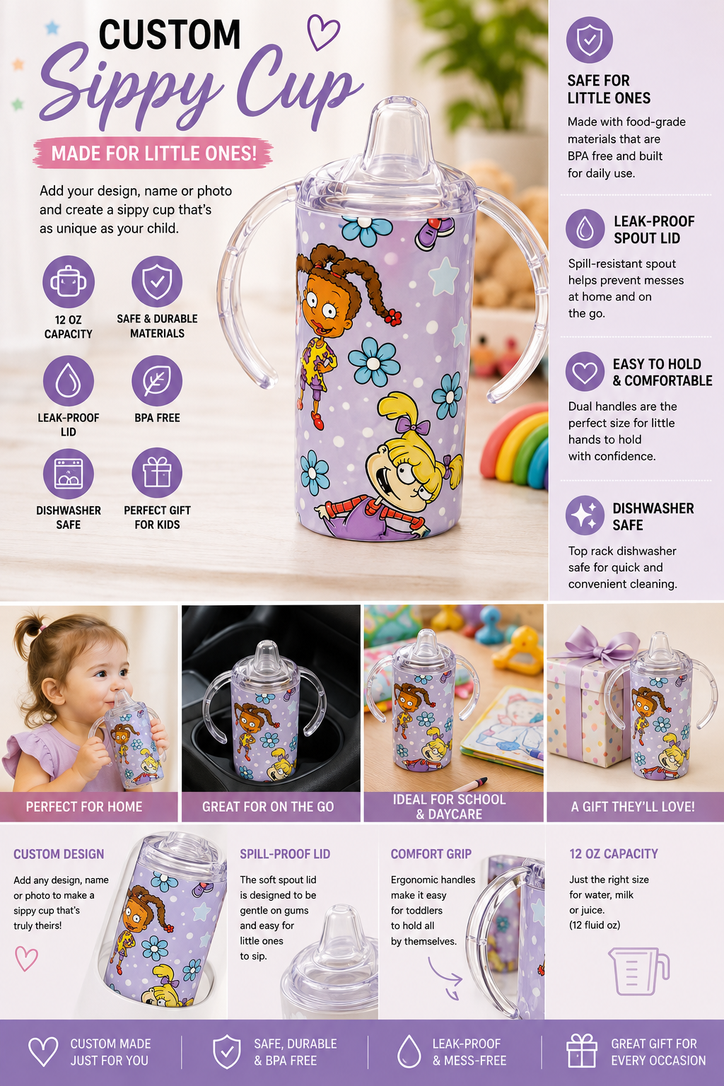 Sippy cup 💜 12 oz Babies Kids Sippy Cup – Premade Design