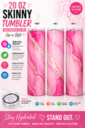 20 oz Pink & Gold Marble Skinny Tumbler 💕✨