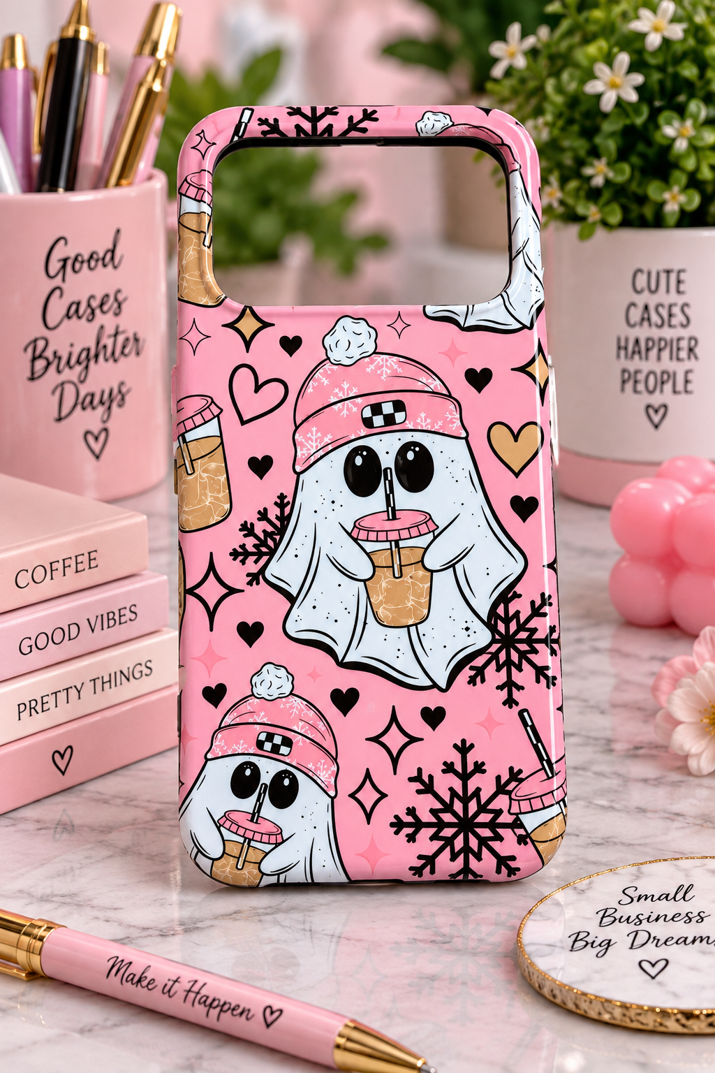 Tough MagSafe Phone Case- Pink Ghost ❤️ coffee !