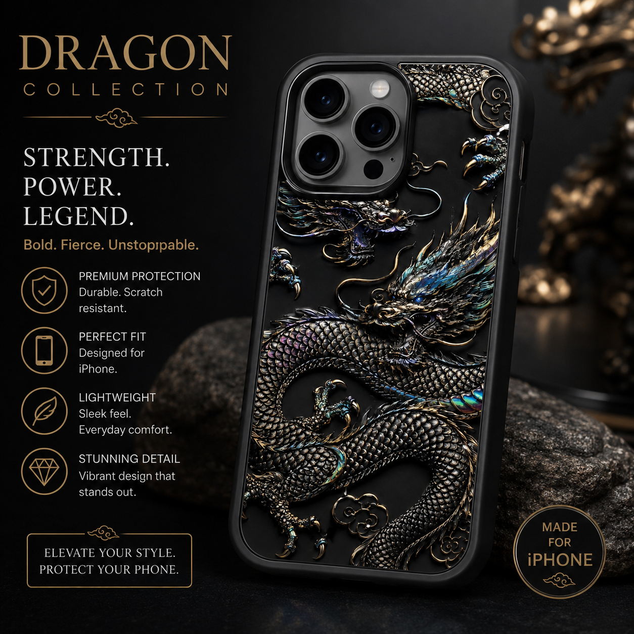 🐉 Midnight Dragon iPhone Case – Black & Iridescent Dragon Phone Case | Mystical Fantasy Design

Strength. Power. Legend. 🐉🖤