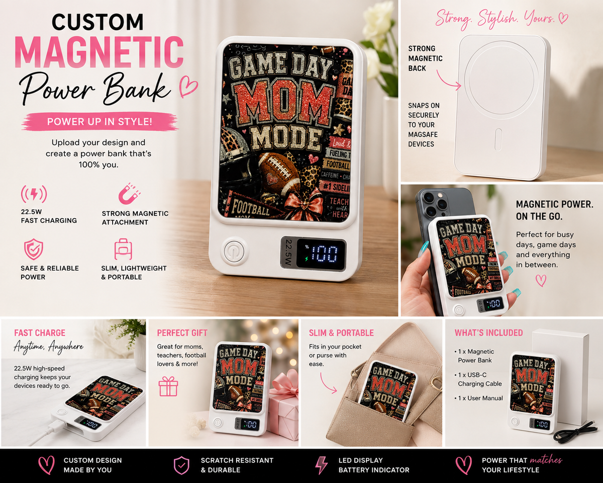 Power bank 🏈 Game Day Mom Mode Magnetic Power Bank – 22.5W Fast Charging