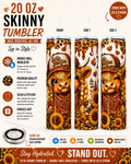 20 oz Skinny Tumbler – Highland Cow & Sunflower Design