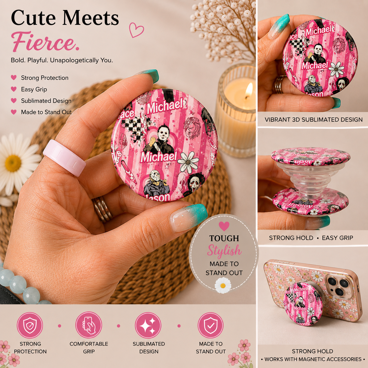 Phone Grip-💗 Pink Horror