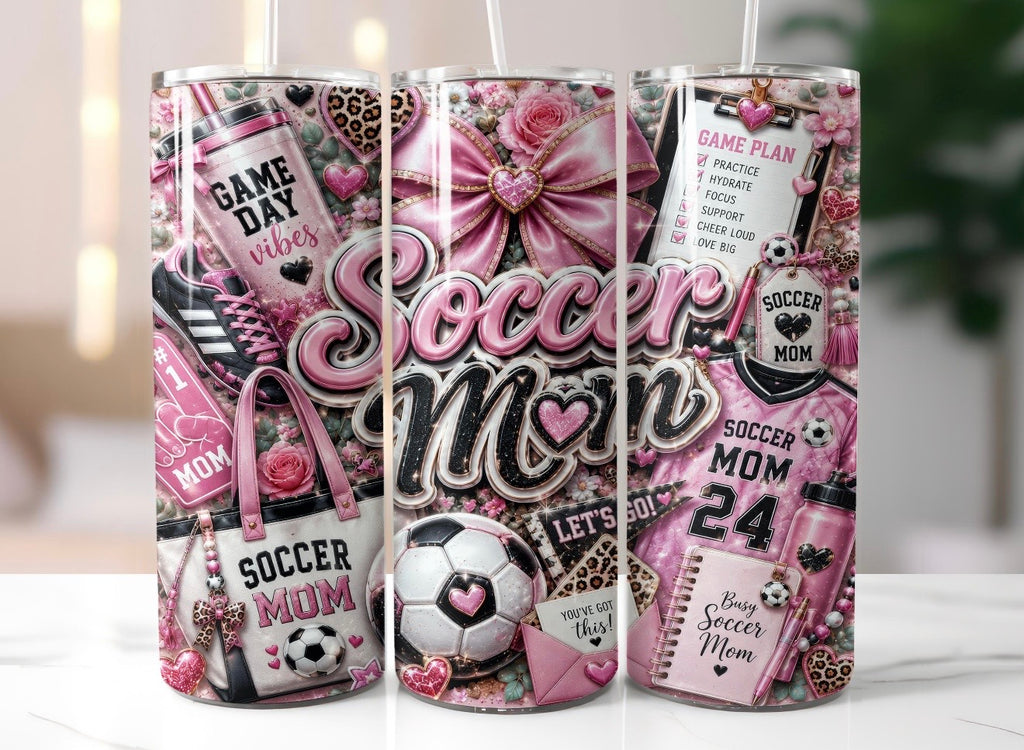 20 oz Soccer Mom Skinny Tumbler – Classic or Bluetooth Speaker ⚽🩷