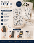 Retro Daisy Magnetic Leather Wallet – MagSafe Card Holder | Checkered Lightning Bolt Phone Wallet | Sublimated Wallet