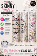 20 oz “Breathe, Pray, Trust” Floral Skinny Tumbler 🌼🎀💗