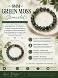 8mm Green Moss Gemstone Bracelet – Natural Stone Stretch Bracelet | Grounding, Growth & New Beginnings