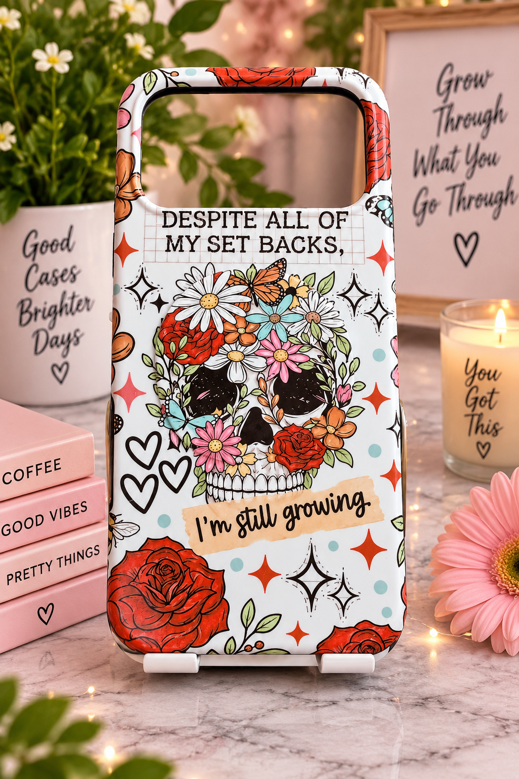 Tough MagSafe phone case - Floral skull