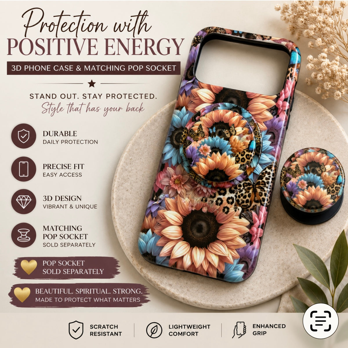 Tough MagSafe phone case-Floral Leopard Butterfly