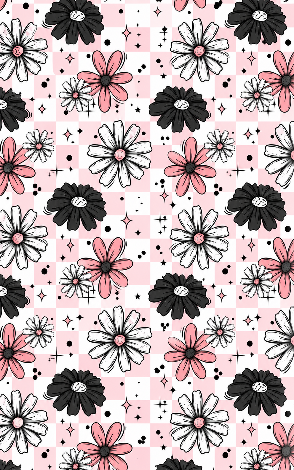 Pink Checkered Floral Phone Case | Retro Daisy Sublimation Case