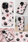 Pink Checkered Floral Phone Case | Retro Daisy Sublimation Case