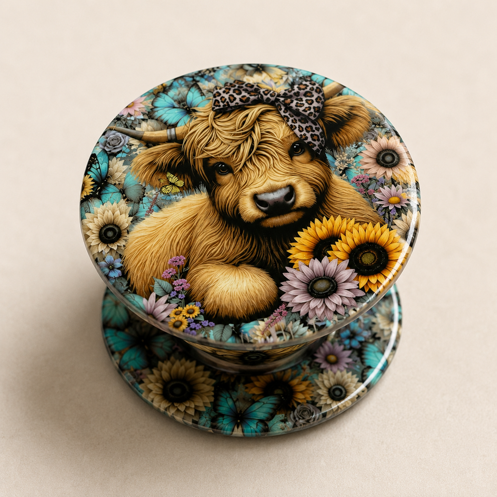 Floral Butterfly 3D Sublimated Pop Socket | Phone Grip & Stand