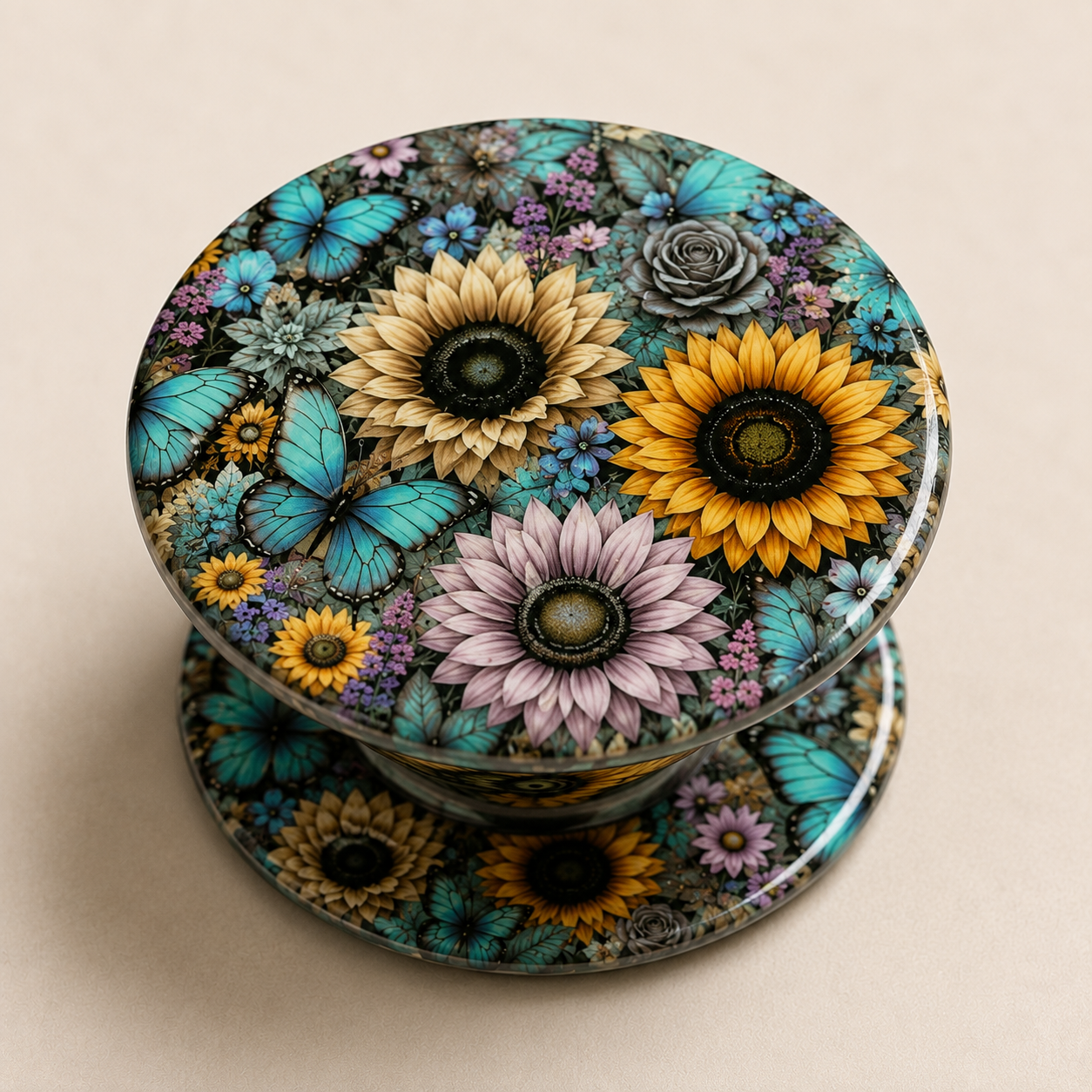 Floral Butterfly 3D Sublimated Pop Socket | Phone Grip & Stand