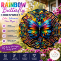 Rainbow Butterfly Wind Spinner | Vibrant 3D Metal Garden Spinner | Outdoor Hanging Décor