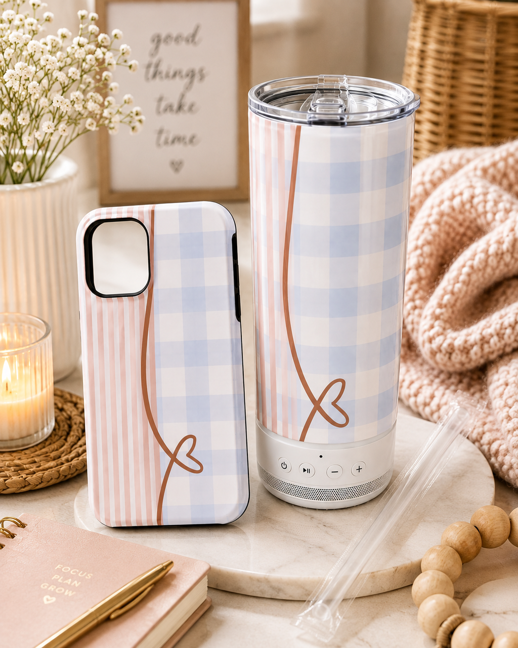 20 oz 4-in-1 Bluetooth Speaker Tumbler | Insulated Travel Tumbler | Phone Sold Separately