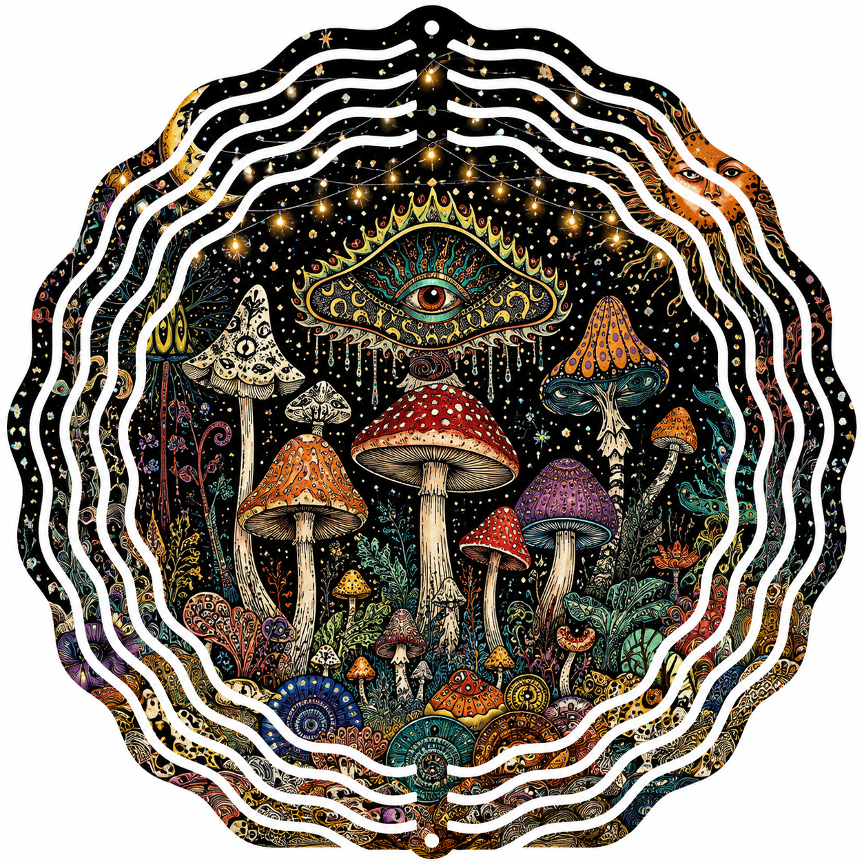 Mystical Mushroom Wind Spinner | Metal Garden Spinner | Outdoor Hanging Yard Décor