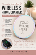 Custom Photo Wireless Phone Charger | Personalized LED Qi Fast Charging Pad