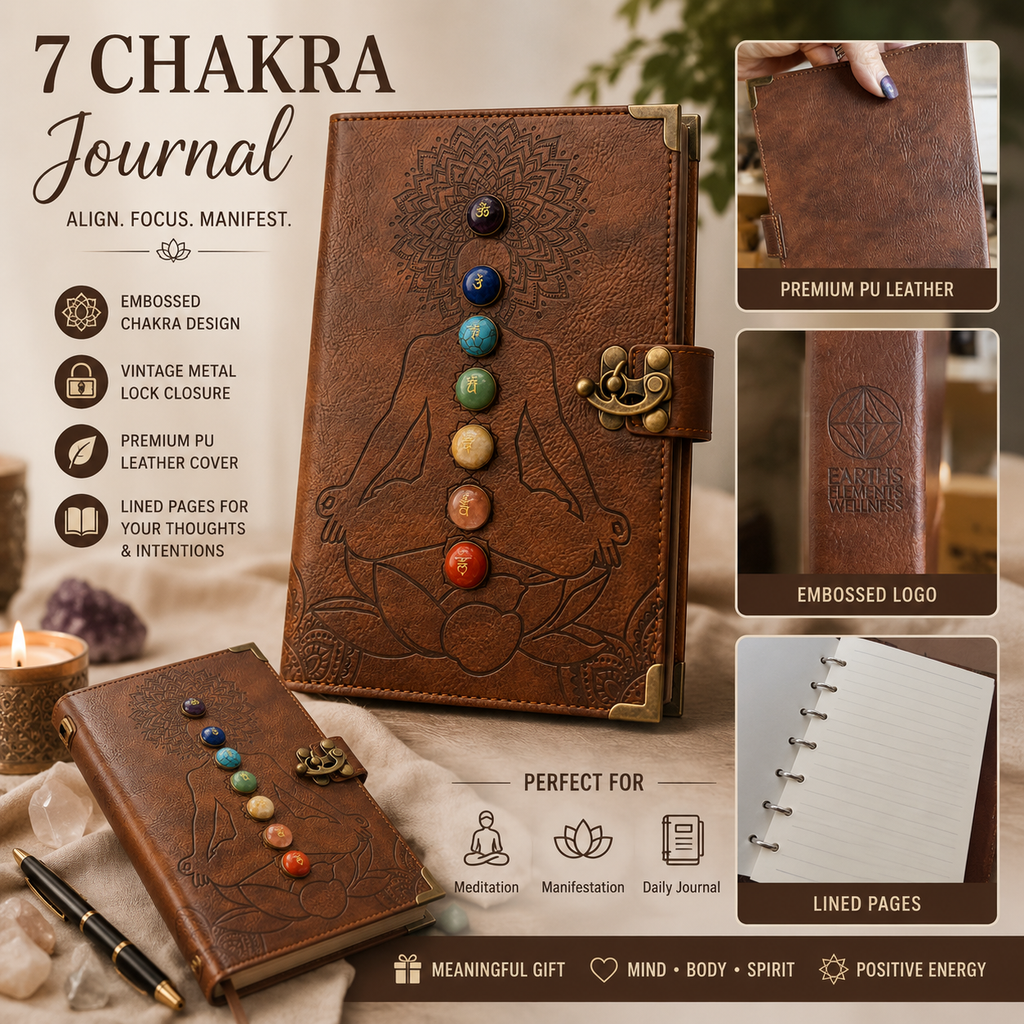 7 Chakra Leather Journal – Meditation, Manifestation & Mindfulness Notebook