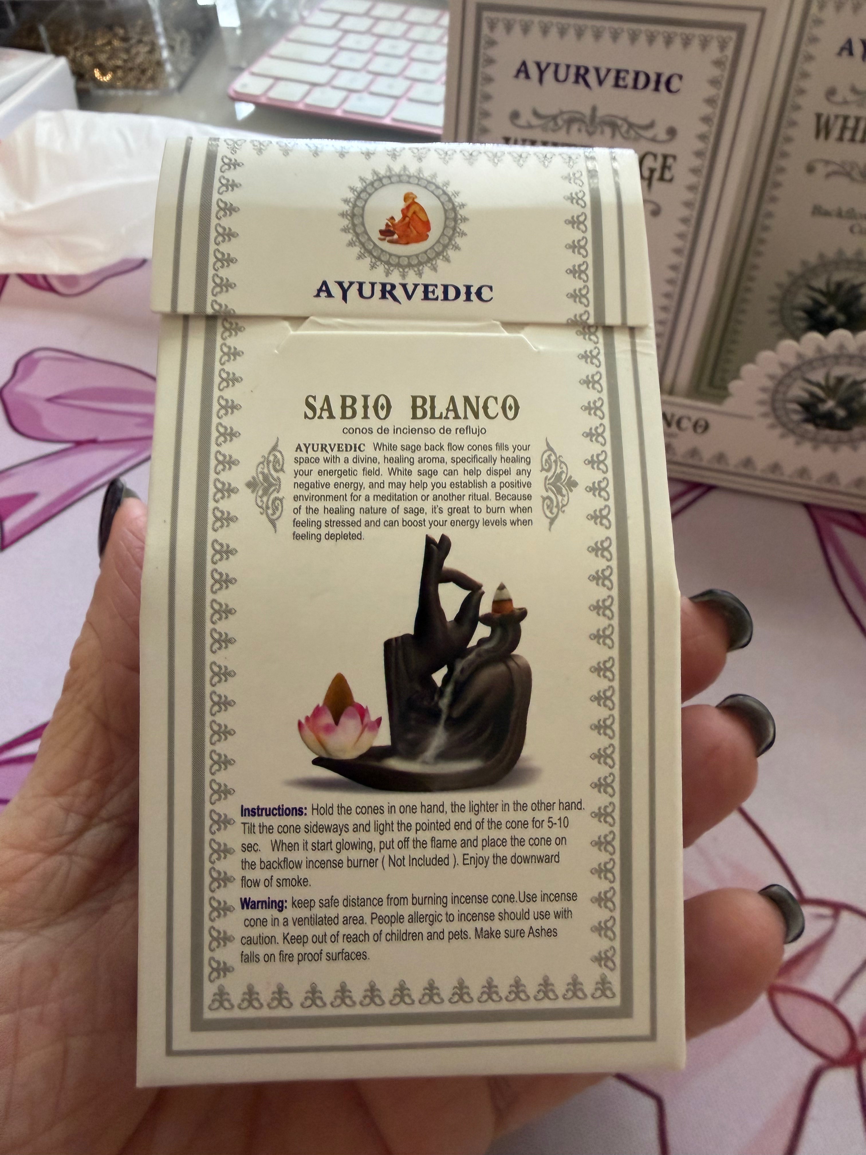 Ayurvedic White Sage Backflow Incense Cones – 10 Count | Cleansing & Relaxation Incense