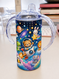 Kids Space Adventure Sippy Cup – Astronaut Animals & Rocket Design