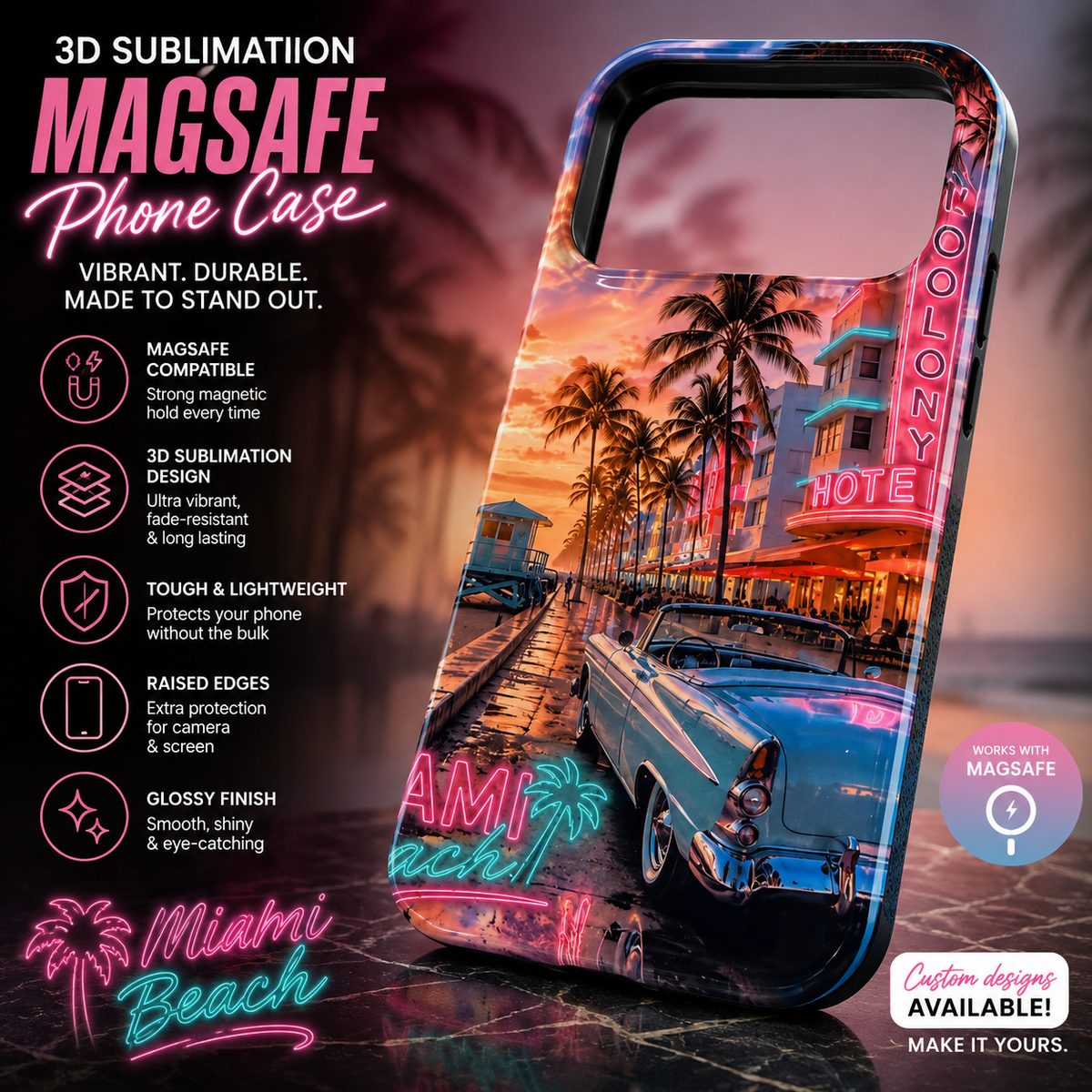 Tough MagSafe phone case/ Miami Beach