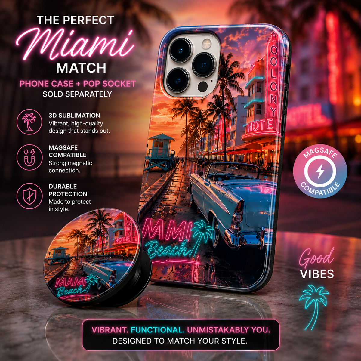 Tough MagSafe phone case/ Miami Beach