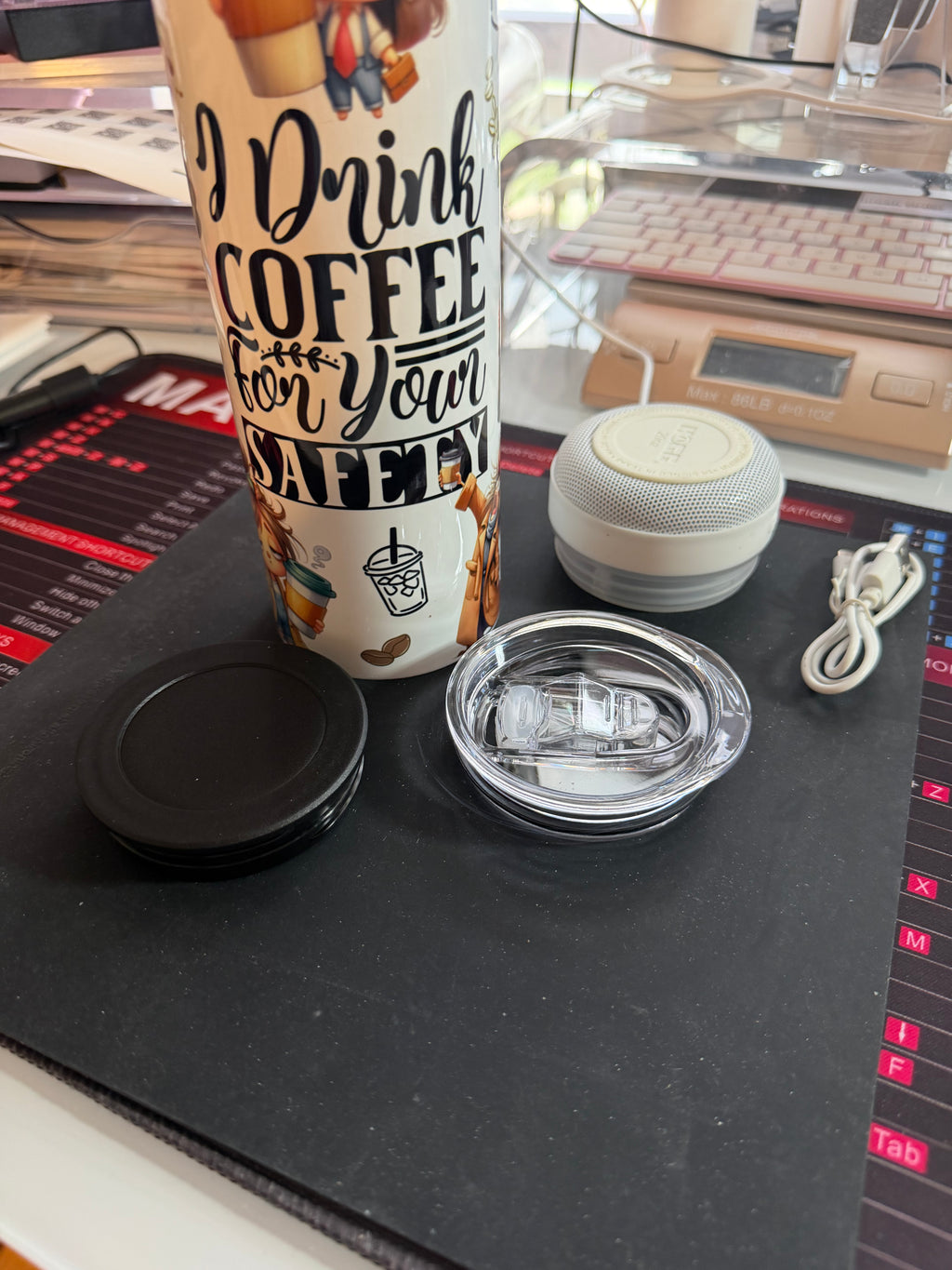 20 oz Coffee Lover Skinny Tumbler with Bluetooth Speaker