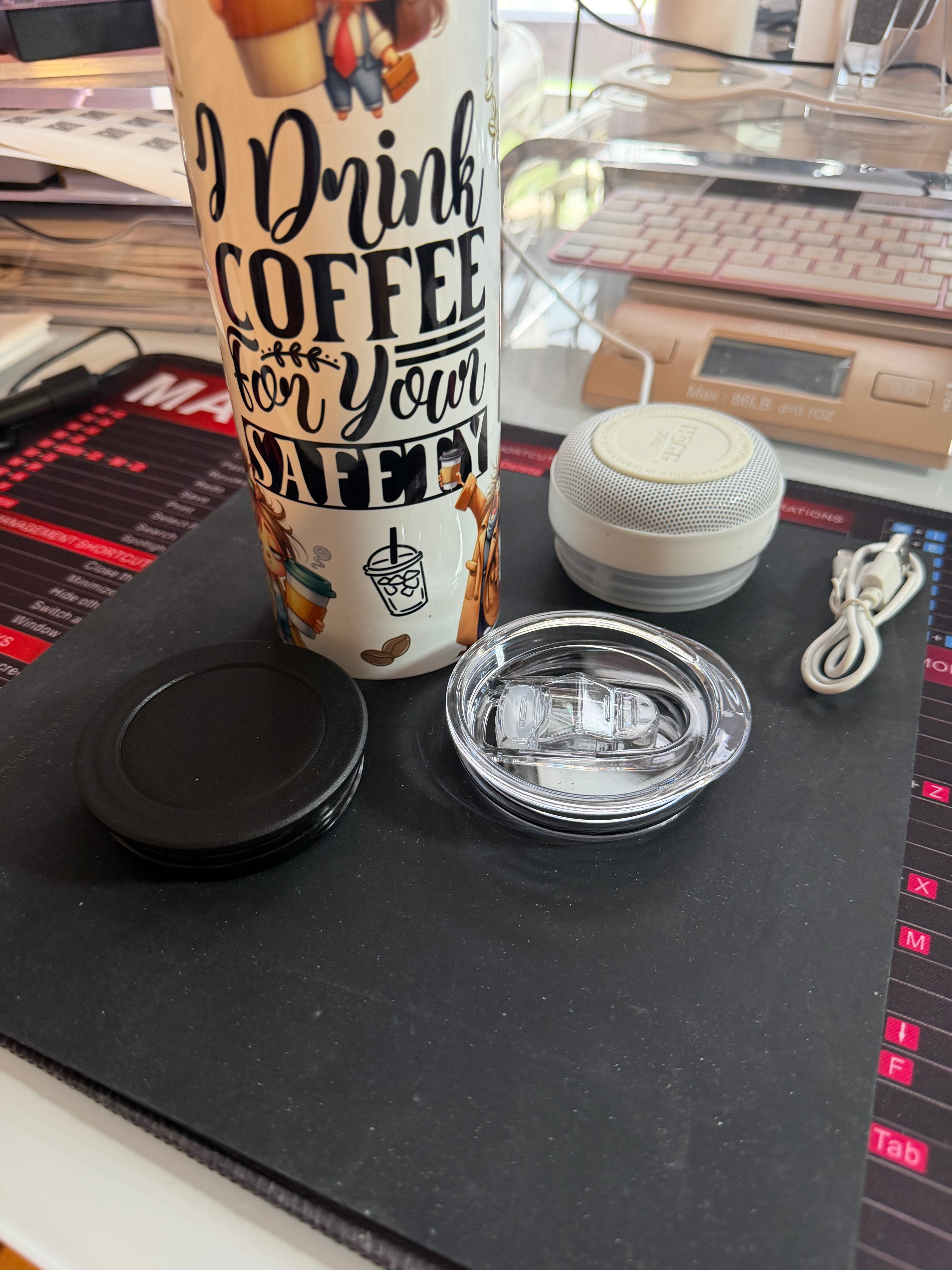 20 oz Coffee Lover Skinny Tumbler with Bluetooth Speaker