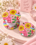 Phone Grip- Pink Sunflower Rainbow bear