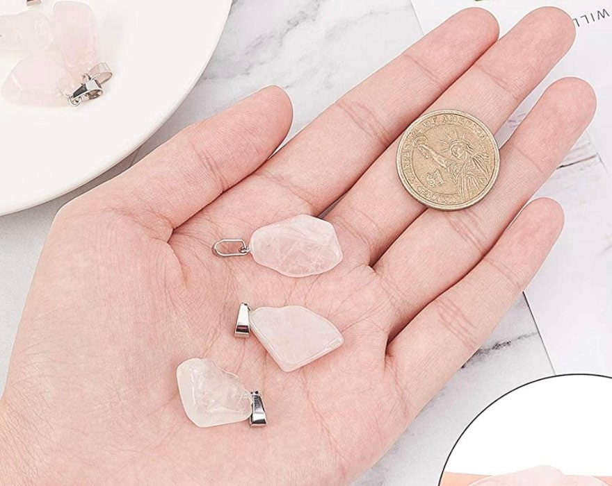 Blush Moon Rose Quartz Crystal Pendant