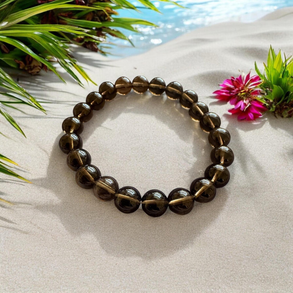 Smoky Quartz Bracelet 8 mm  • Genuine Grounding Crystal • Protection & Calm Energy