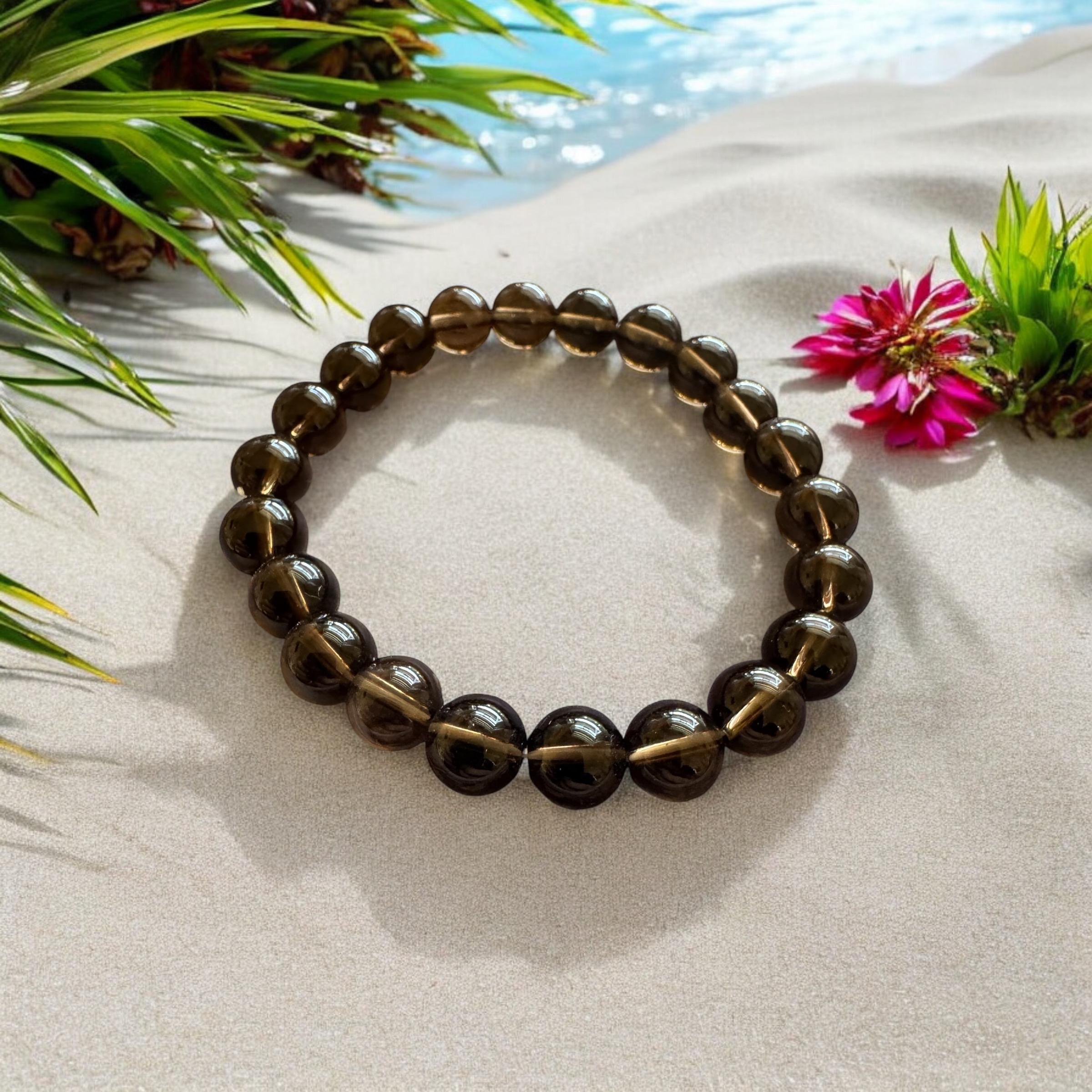 Smoky Quartz Bracelet 8 mm  • Genuine Grounding Crystal • Protection & Calm Energy