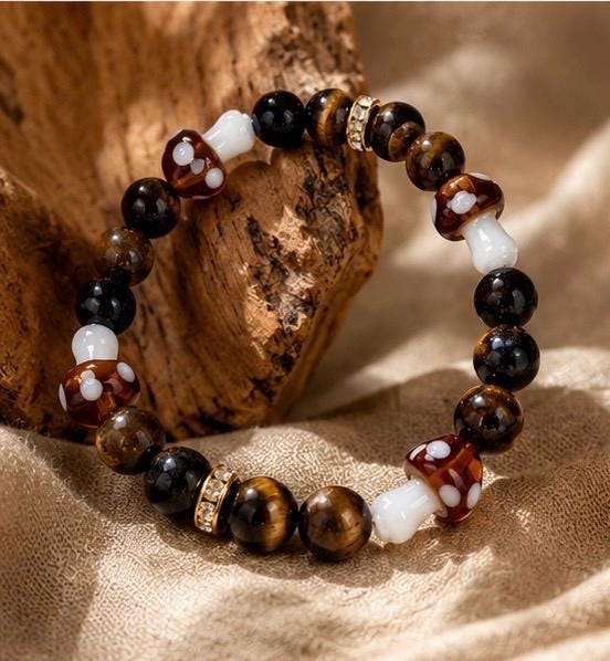 Woodland Luxe | Tiger Eye Mushroom Bracelet