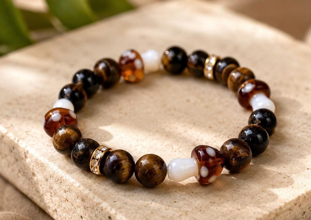 Woodland Luxe | Tiger Eye Mushroom Bracelet