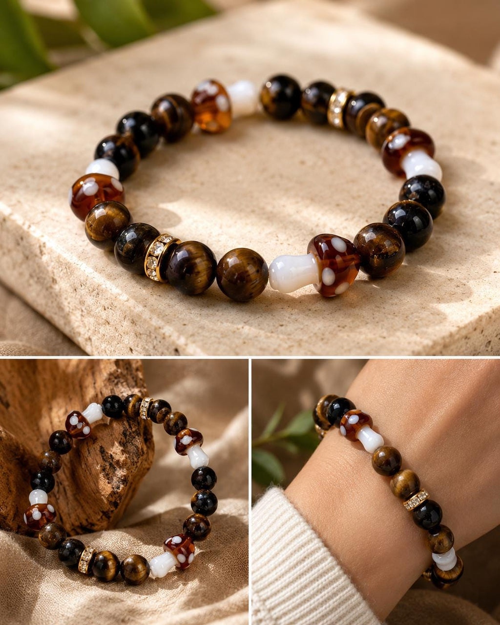 Woodland Luxe | Tiger Eye Mushroom Bracelet