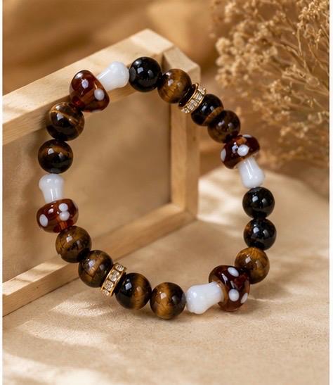 Woodland Luxe | Tiger Eye Mushroom Bracelet