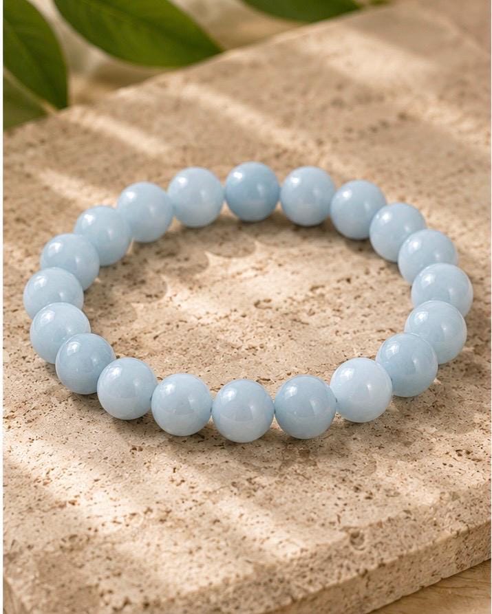 Celestial Tide “8mm Aquamarine Crystal Bracelet”