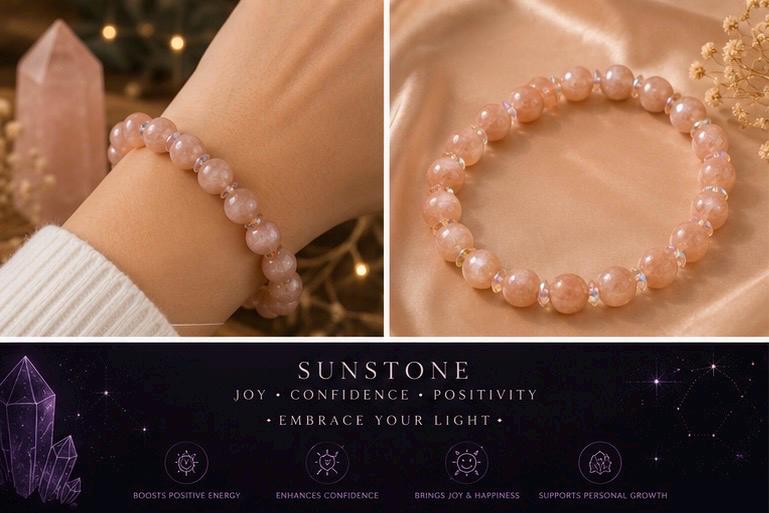 Solar Bloom 8mm Sunstone Crystal Bracelet