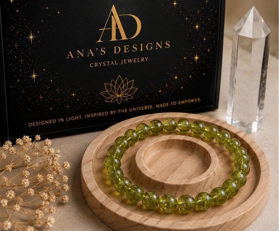 Verdant Light 8mm Peridot Crystal Bracelet