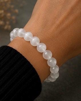 Lunar Veil 8mm Selenite Crystal Bracelet