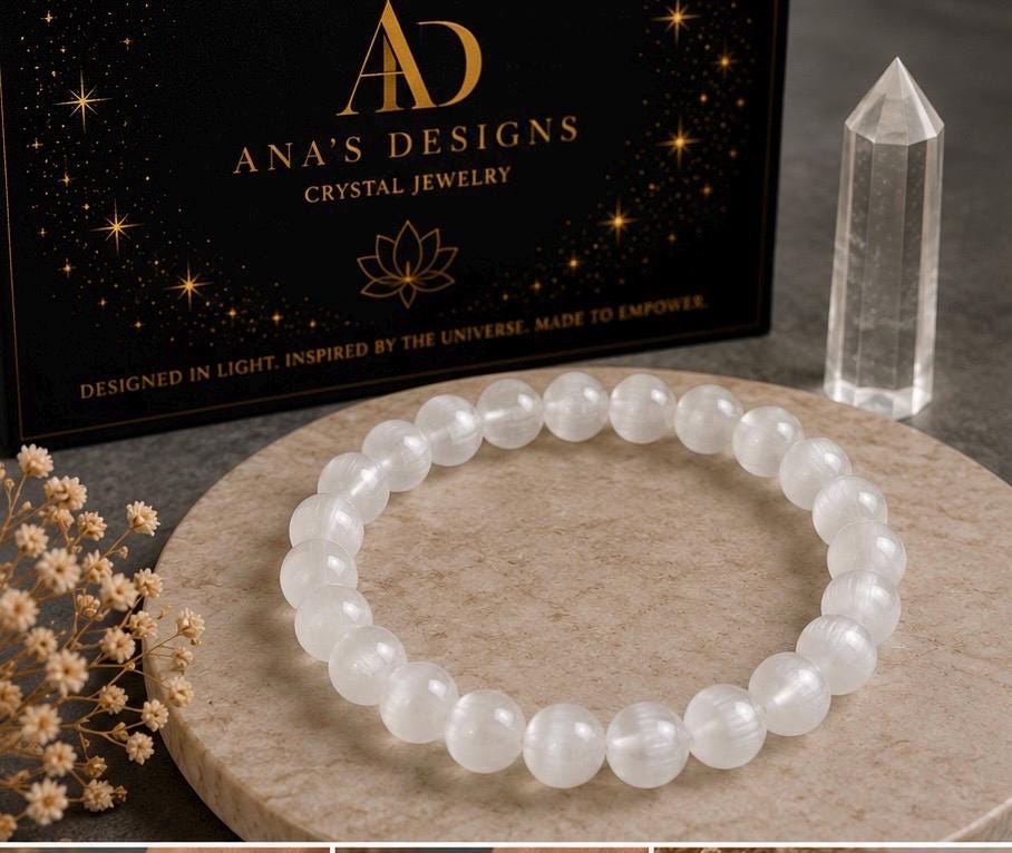 Lunar Veil 8mm Selenite Crystal Bracelet