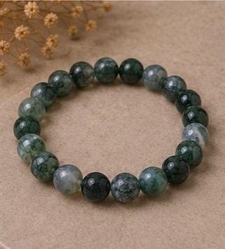 Forest Veil 8mm Moss Agate Crystal Bracelet