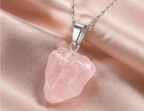 Blush Moon Rose Quartz Crystal Pendant