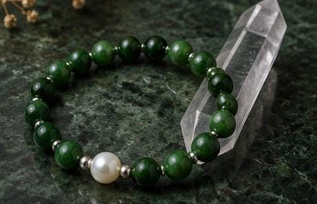 Moonlit Harmony Nephrite Jade & Pearl Bracelet