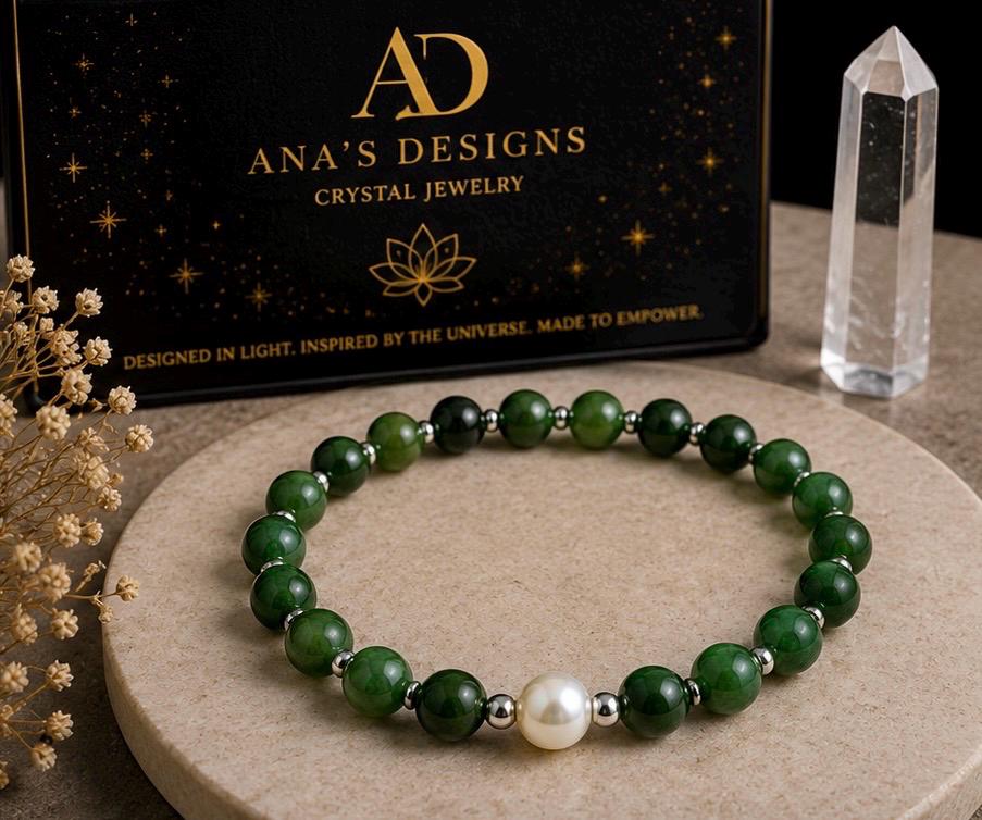 Moonlit Harmony Nephrite Jade & Pearl Bracelet