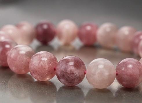 Strawberry Quartz Bracelet • 8mm Genuine Crystal Beads • Love & Emotional Healing