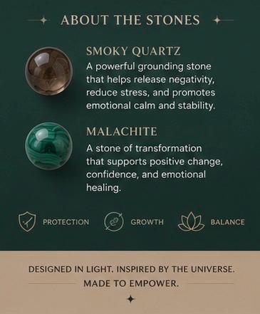 Smoky Quartz and  Malachite Bracelet • Grounding & Transformation Crystal Bracelet